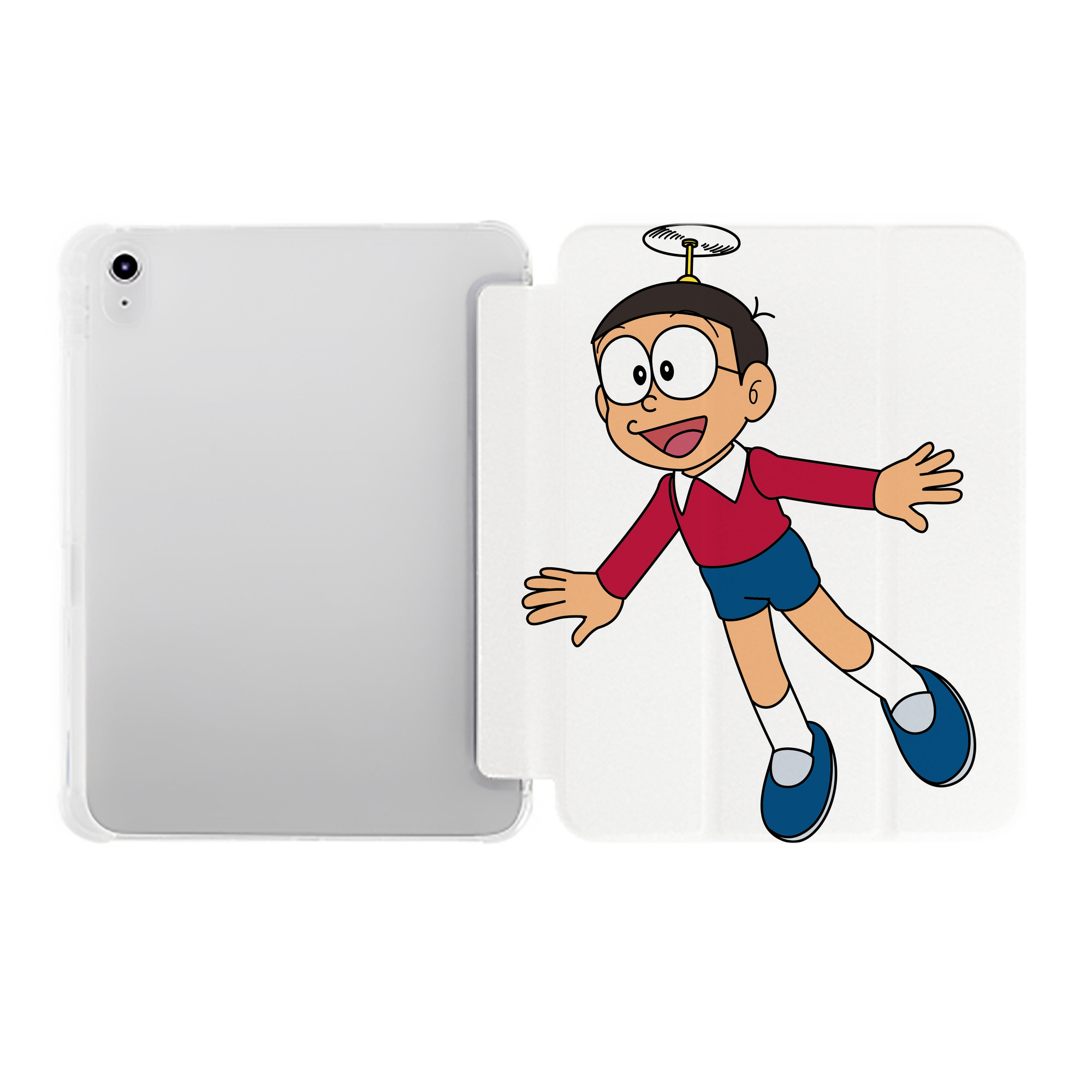 （画像用） ドラえもん 野比 のび太 Doraemon Nobita Nobi IPad ケース ペン収納付き 三つ折りスタンド PUレザー×シリコン 対応機種9.5/10.5/10.9インチ